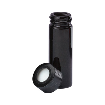 WHEATON 新一代小瓶 5.0 mL 棕色 顶端开口 黑色酚醛树脂旋盖 带PTFE表面的硅树脂盖垫 12 个/盒