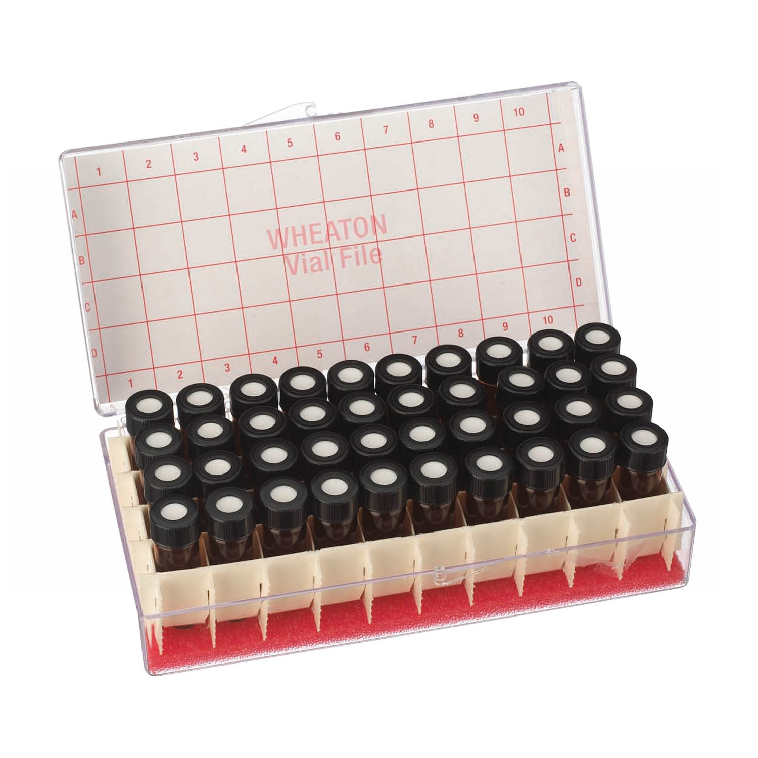 WHEATON 取样瓶 4mL 棕色 无刻度 顶端开口 黑色酚醛树脂盖 PTFE表面硅树脂盖垫 40 个/盒