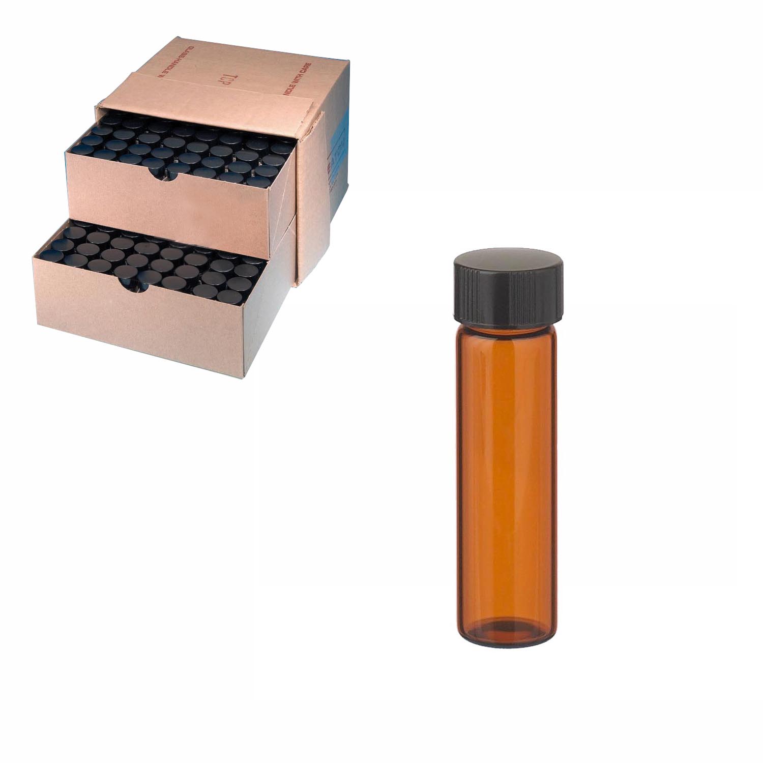 WHEATON 取样瓶 8 mL 标准瓶 棕色 黑色酚醛树脂盖 PTFE表面的橡胶盖垫 144 个/盒