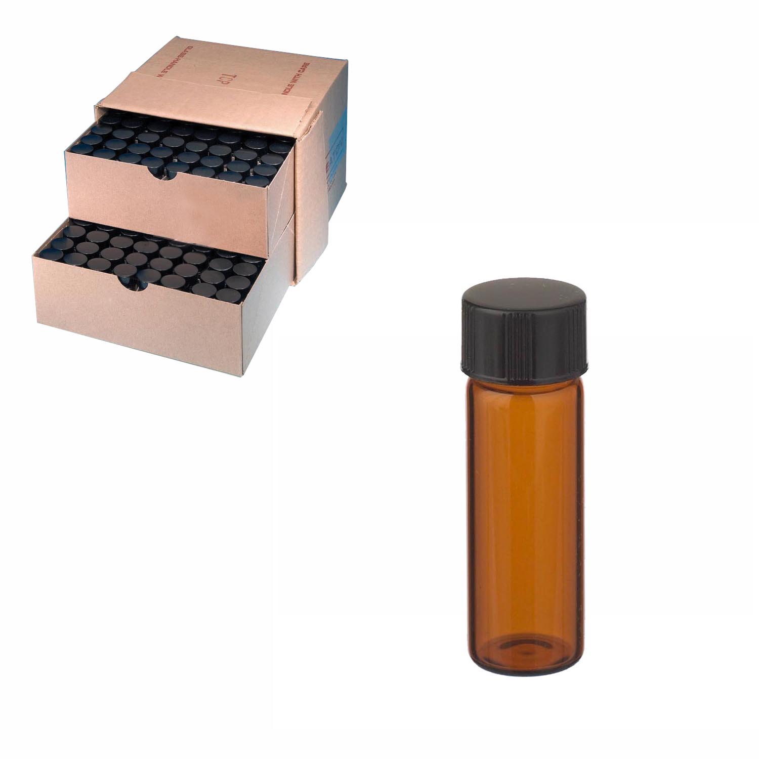 WHEATON 取样瓶 4 mL 标准瓶 棕色 黑色酚醛树脂盖 PTFE表面的橡胶盖垫 144 个/盒