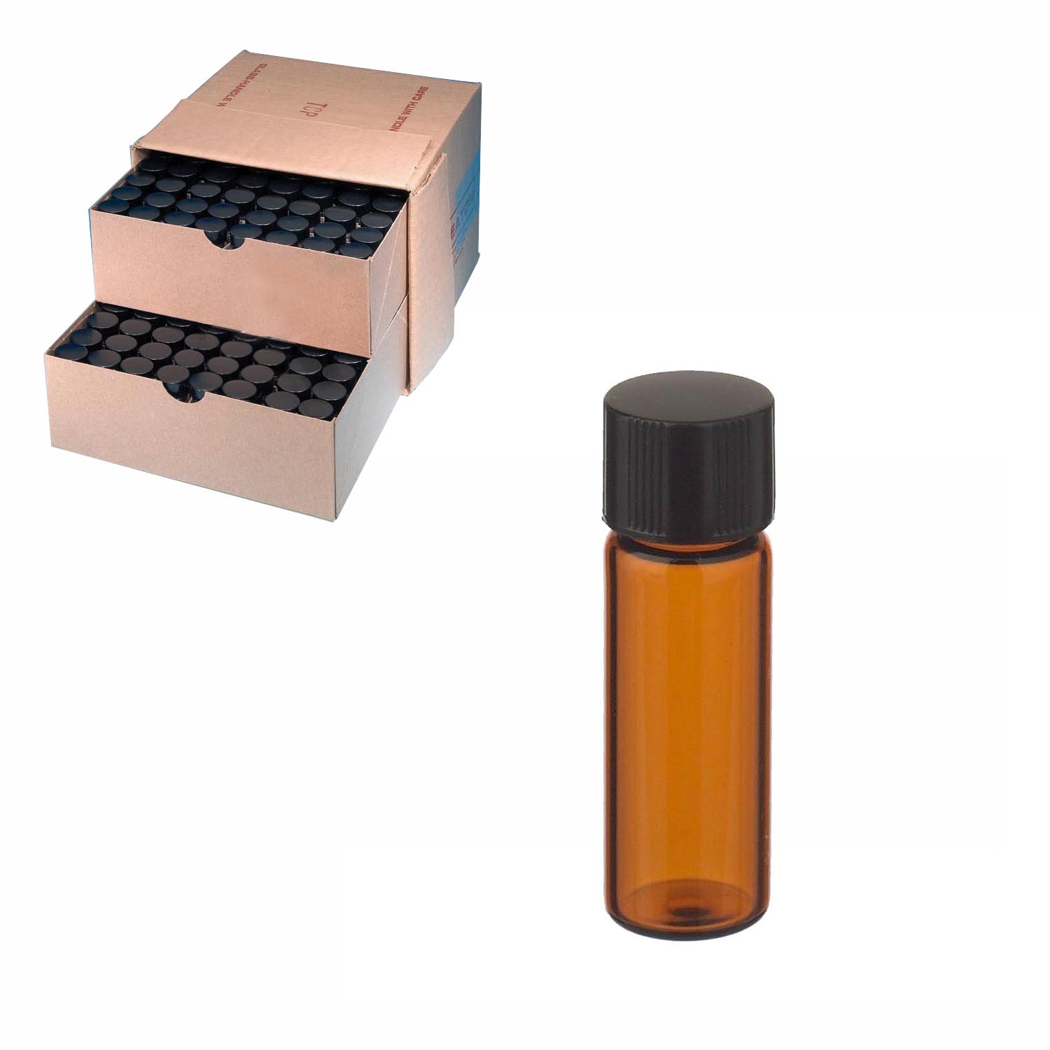 WHEATON 取样瓶 2 mL 标准瓶 棕色 黑色酚醛树脂盖 PTFE表面的橡胶盖垫 288 个/盒