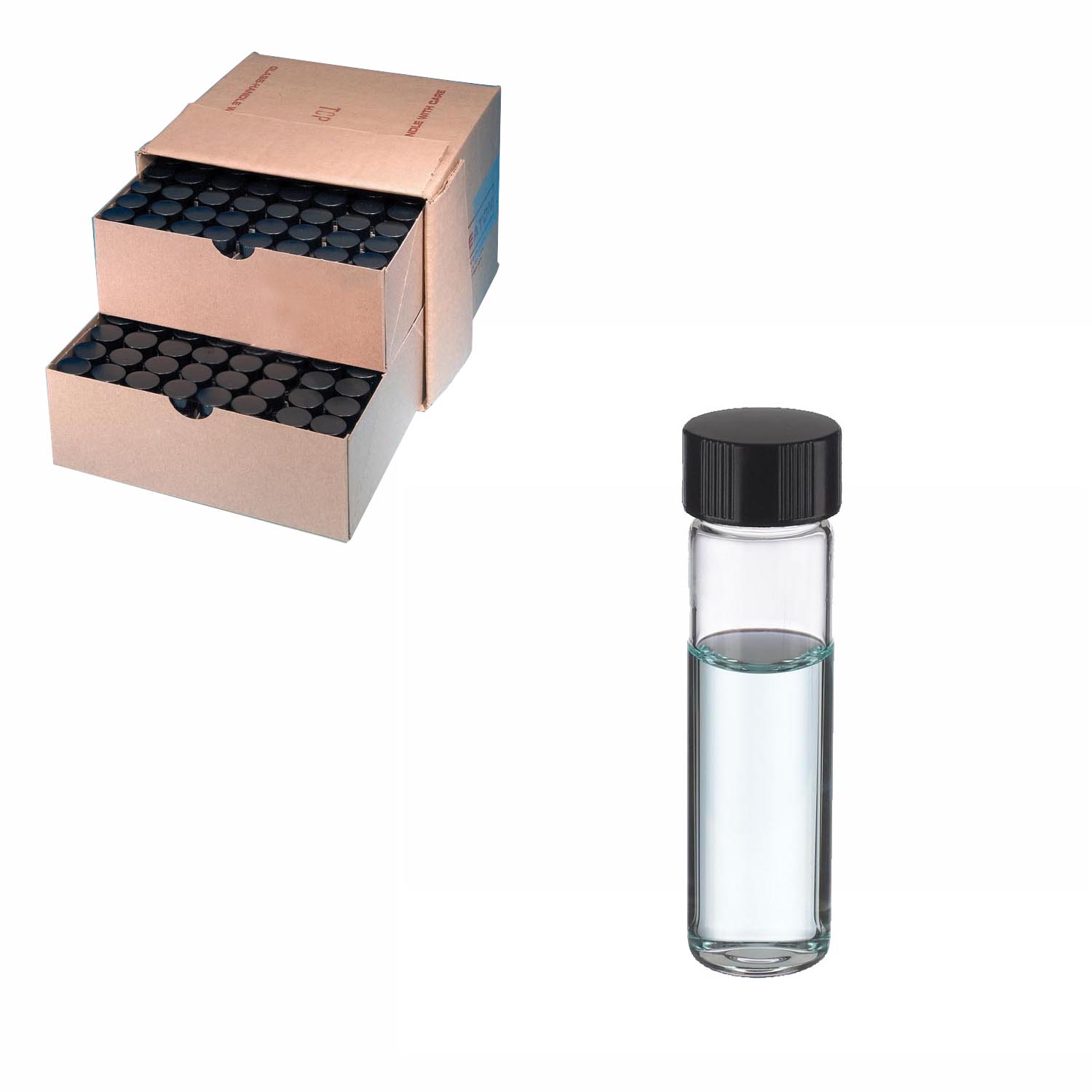 WHEATON 取样瓶 8 mL 标准瓶 无色透明 黑色酚醛树脂盖 PTFE表面的橡胶盖垫 144 个/盒