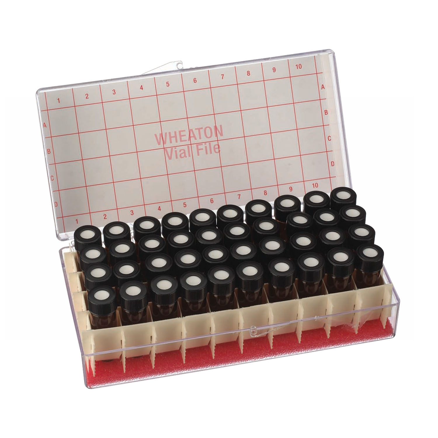 WHEATON 取样瓶 1.5 mL 无色透明 无刻度 顶端开口 黑色酚醛树脂盖 PTFE表面硅树脂盖垫 60 个/盒