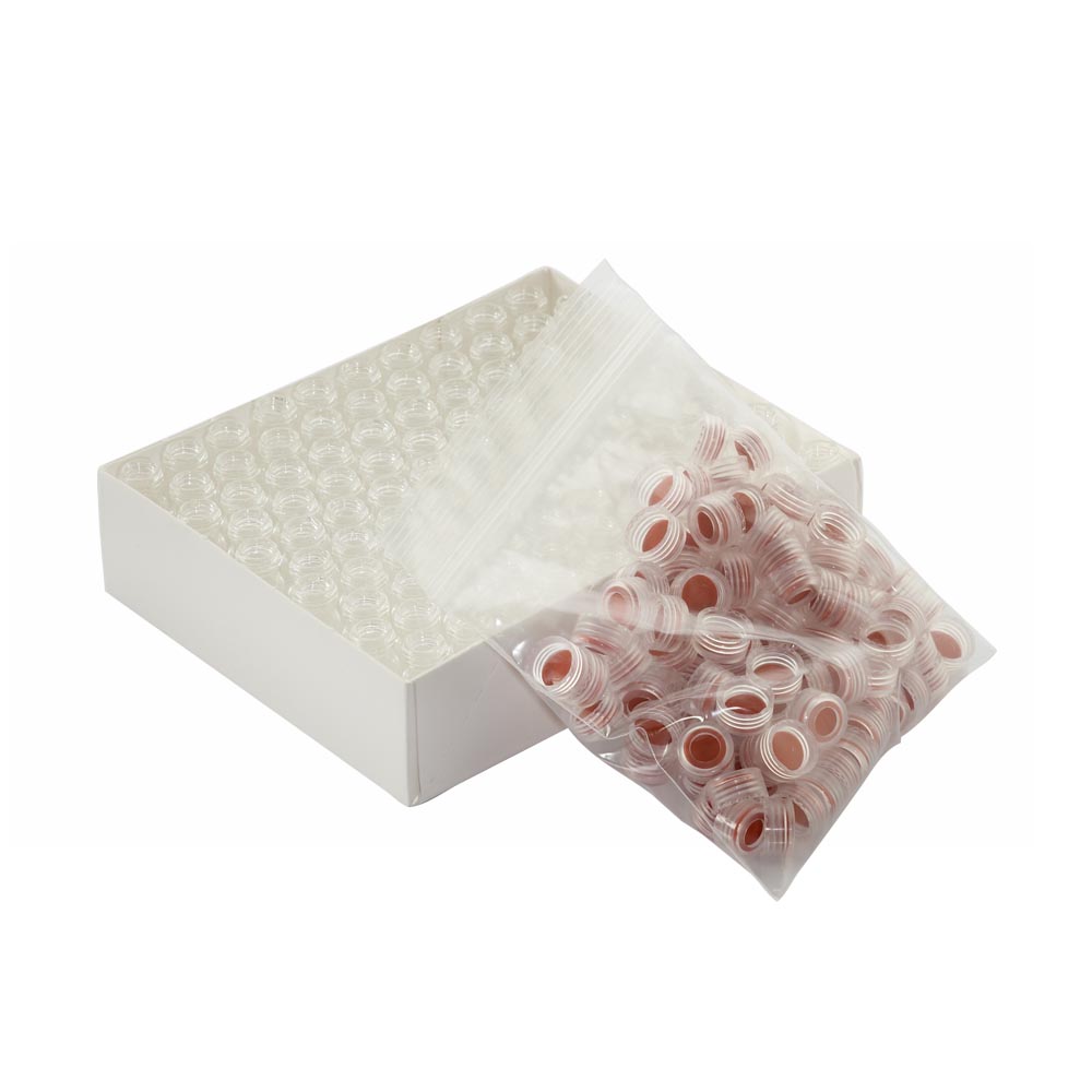 WHEATON 无色透明瓶带书写膜 自然色瓶盖 红色PTFE/白色硅树脂/红色PTFE盖垫 100个/盒