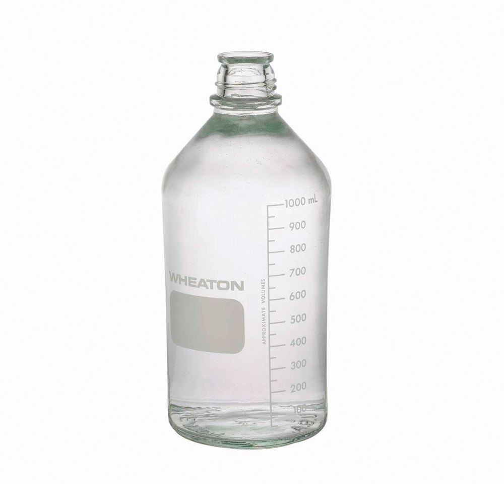 WHEATON 1000mL 无色透明培养基瓶 带橡胶塞的酚醛树脂盖（可高压灭菌） 12个/盒