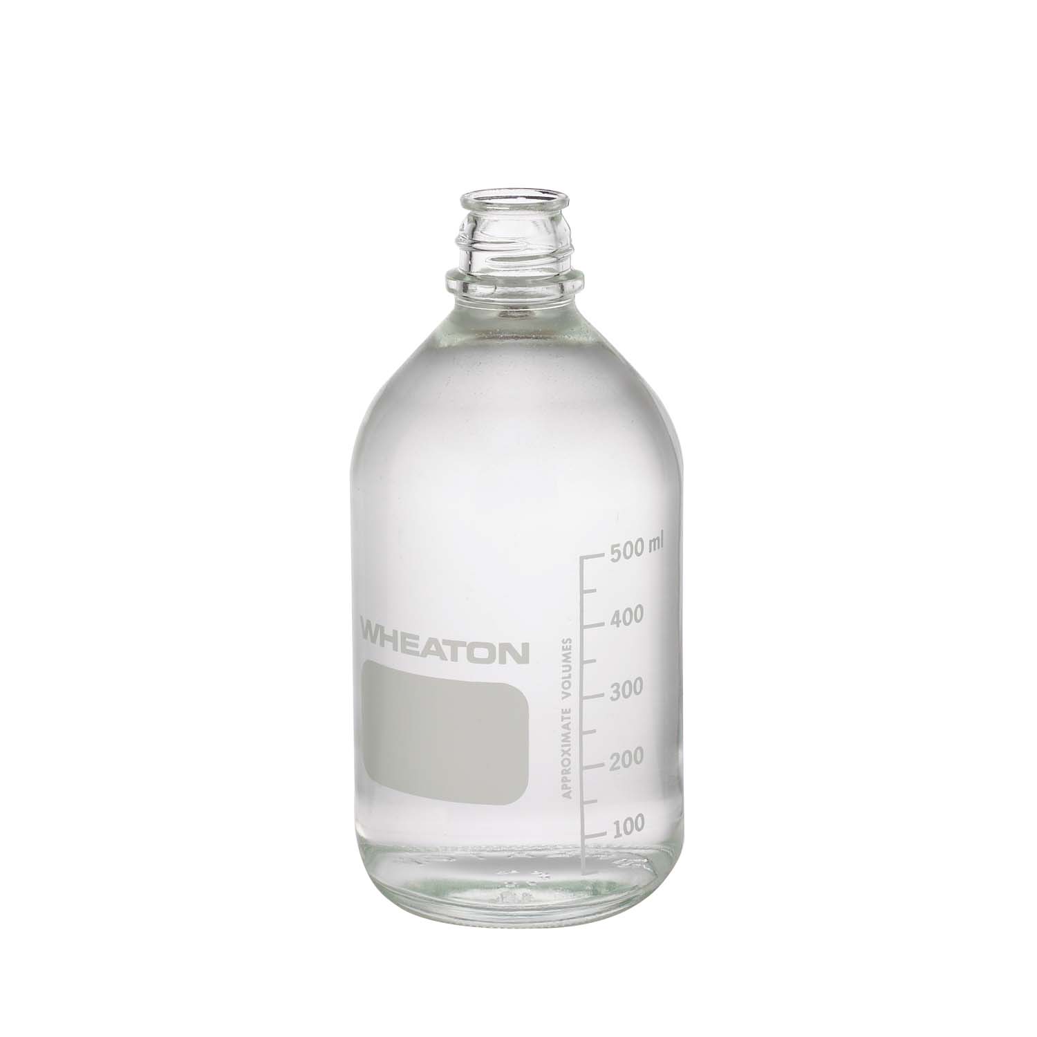 WHEATON 500mL 无色透明带刻度培养基瓶 无盖 24个/盒