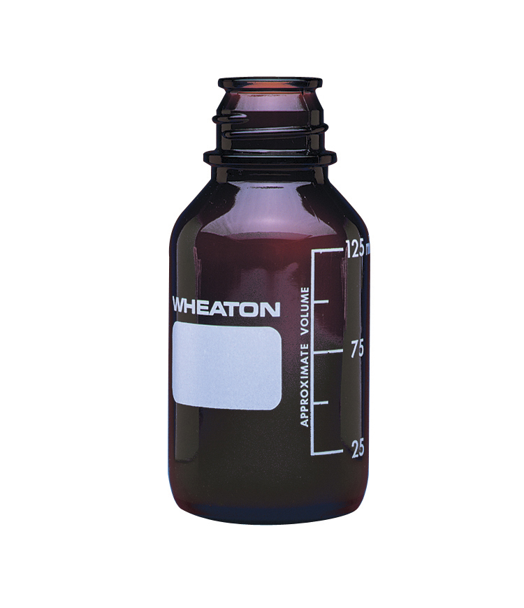 WHEATON 125mL 棕色带刻度培养基瓶 无盖 48个/盒
