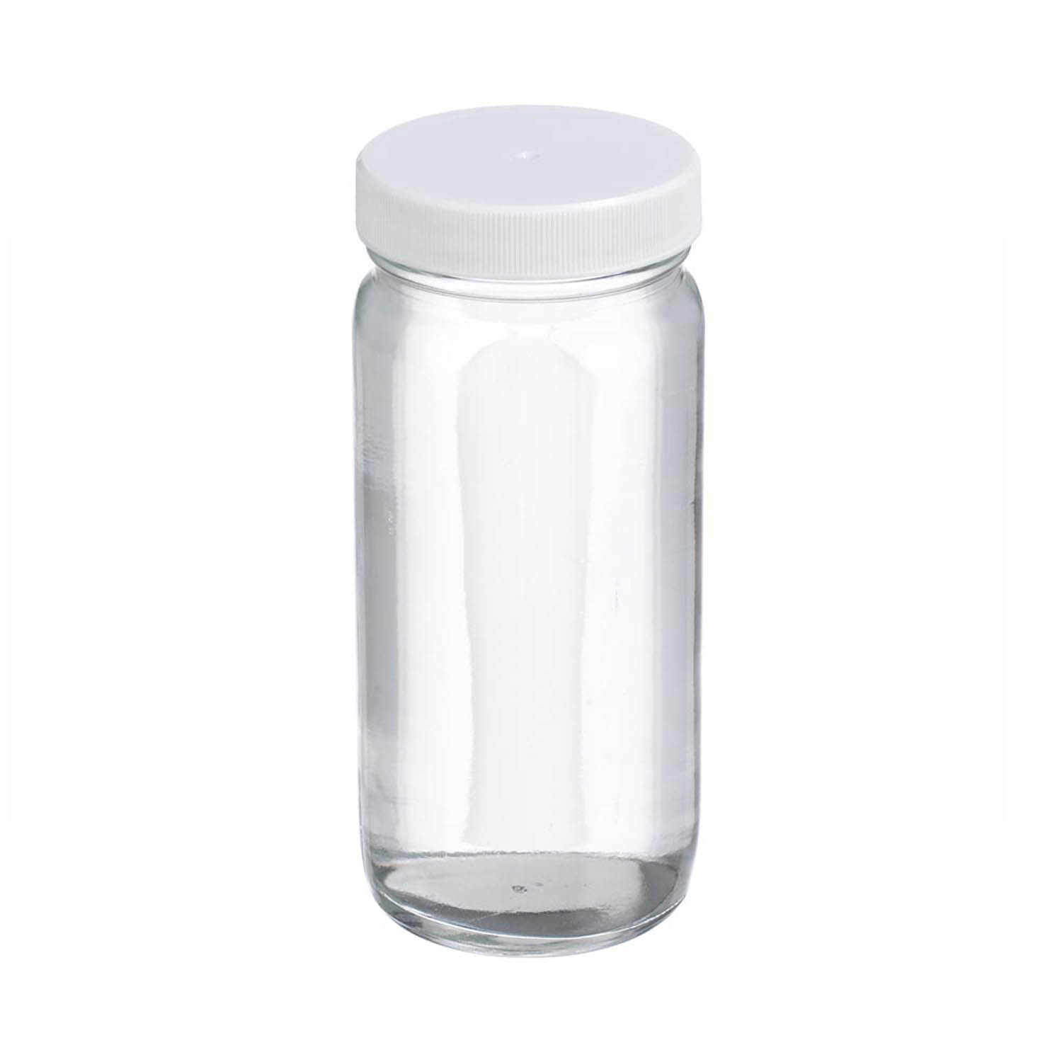 WHEATON 250mL 无色透明AC圆形瓶 白色聚丙烯盖 聚乙烯瓶盖垫 24个/盒